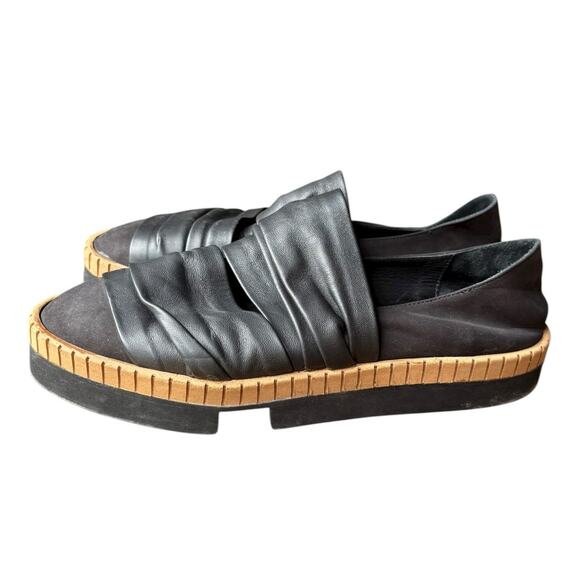 Dusica Kotur Sacks Black Mixed Leather Suede Platform Slip on Flat - 8.5 - Picture 2 of 7